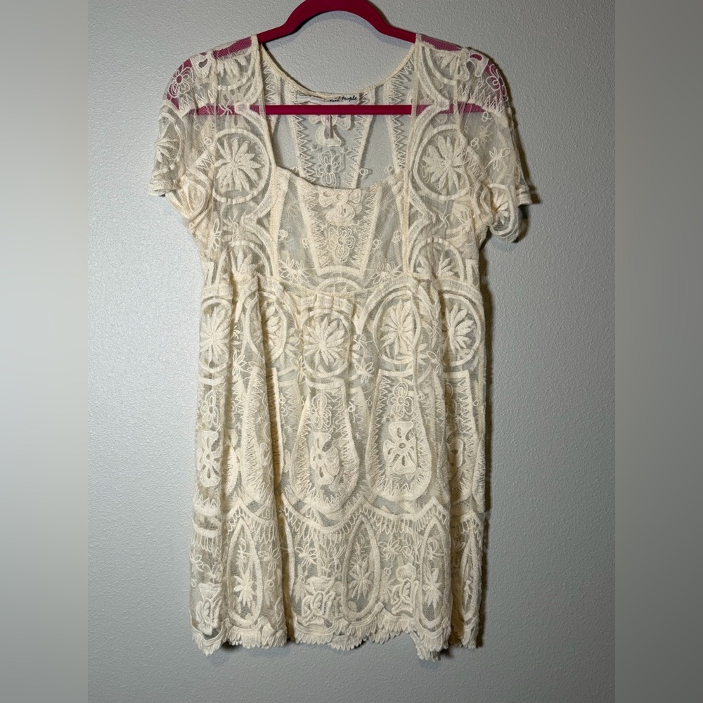 Jen’s Pirate Booty X Free People Ivory lace coverup boho sheer